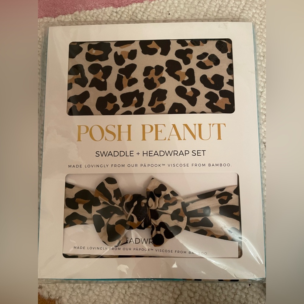 Lana Leopard Tan Swaddle Headband Set